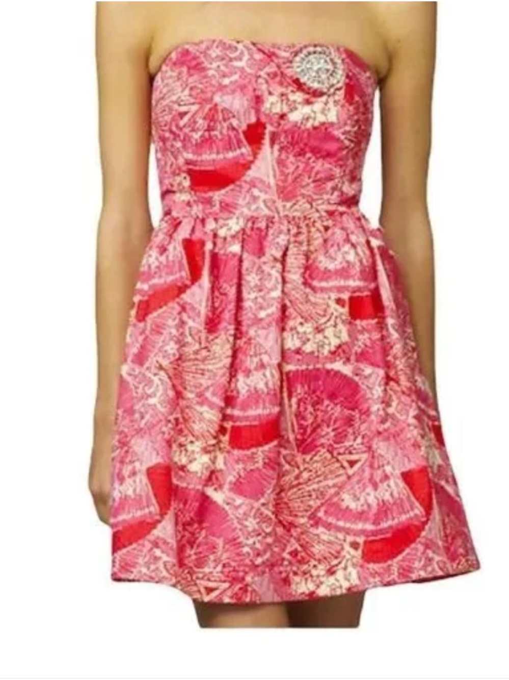 Lily Pulitzer Strapless Sari It's Getting Hot in Here‎ Punch Pink Dress